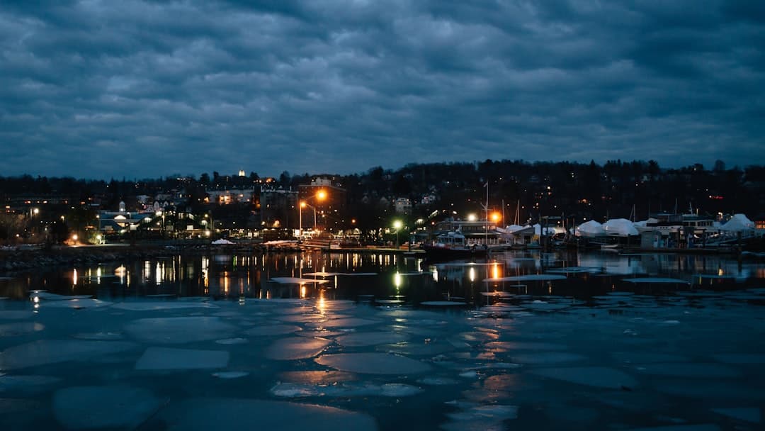 a harbor filled with lots of ice covered water