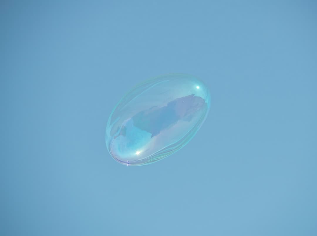 a soap bubble floating in the air on a clear day