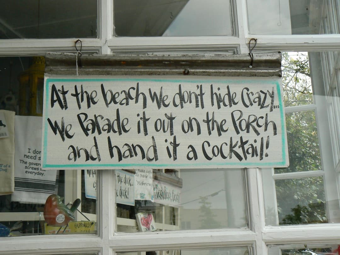 a sign on a window